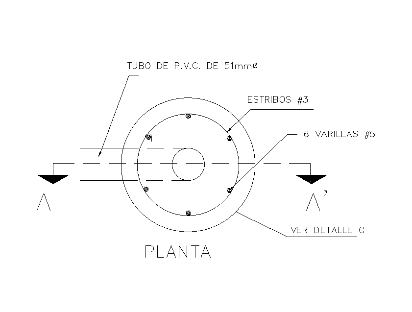 The circular column detail is given in this AutoCAD drawing model. Download this 2d AutoCAD drawing file.