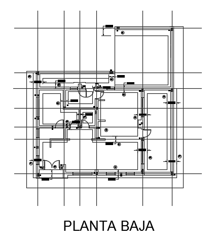 The column and beam layout of the 15x14m ground floor house plan