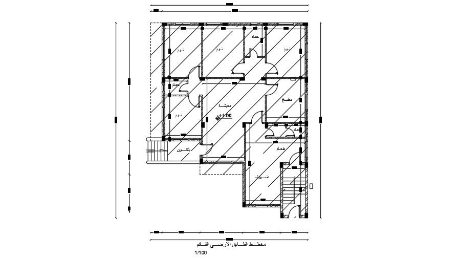 The column and beam layout of the 15x18m house plan