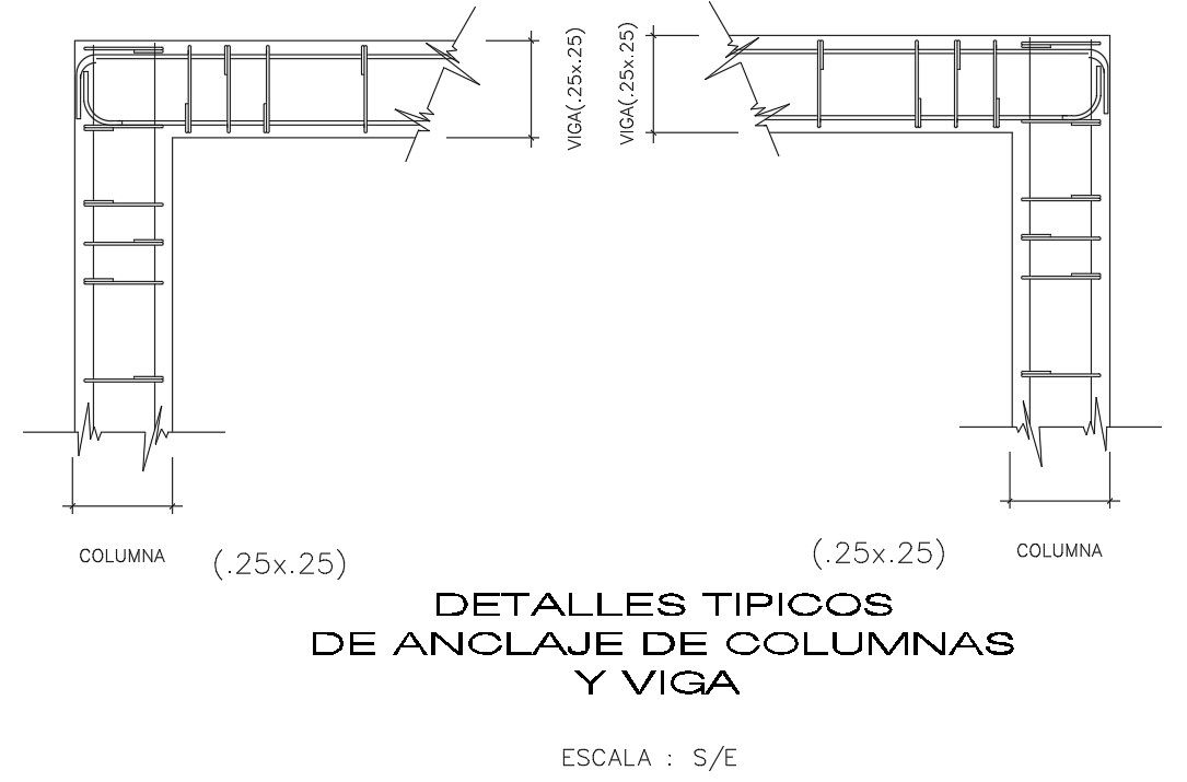 The column construction detail view of the 20x12m single story building is given in this AutoCAD drawing model.Download now.