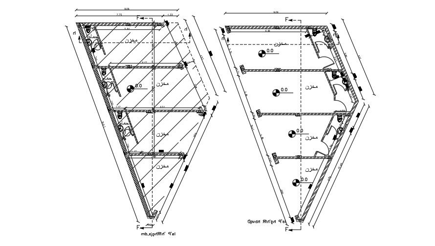 The column cum beam layout is given for the 9x18m storehouse plan