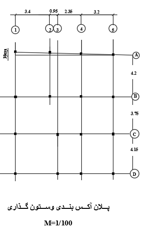 10x12m Residential House Floor Plan with Column Layout AutoCAD Drawing