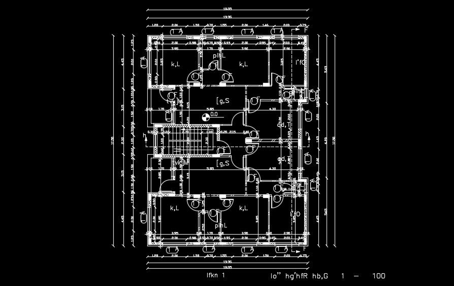 The column layout of the 13x18m house plan