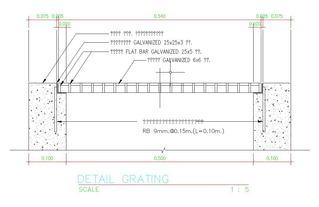 The detailed Grating section is given in this 2D AutoCAD Drawing DWG file.Download the AutoCAD DWG file now.