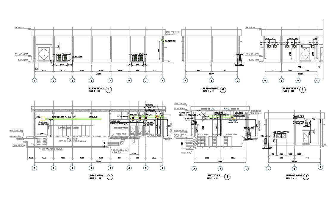 The detailed section details of the Electrical Panel room and metering room are given in this drawing. Download the AutoCAD 2D DWG file.