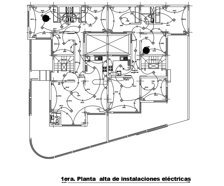 The detail layout of the 21x20m house plan first floor electrical drawing