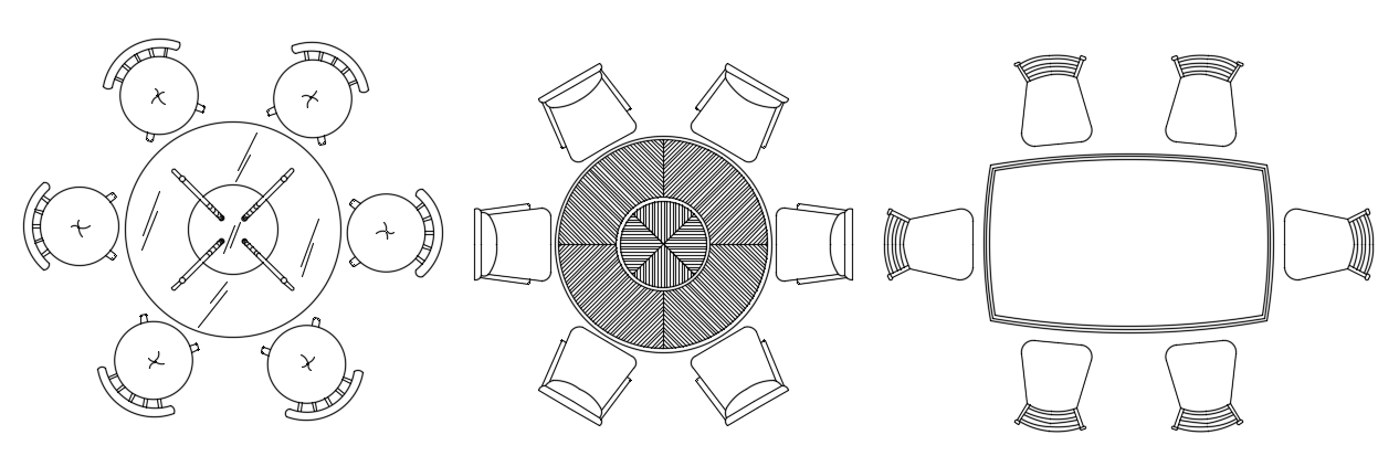 Different Dining Table Design Models AutoCAD Format