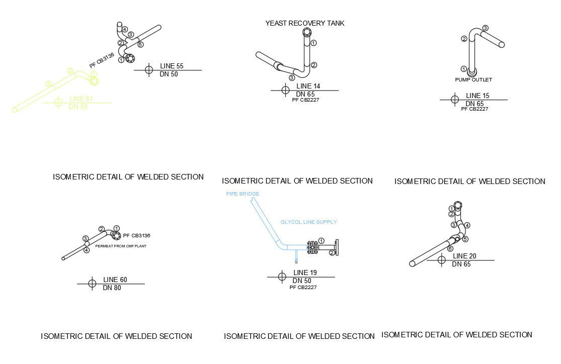 The different types of welded section given in 2D Autocad DWG Drawing file. Download the 2D model of Autocad DWG drawing file.
