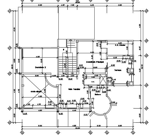 The dimension detail of the 16x16m architecture first floor house plan is given