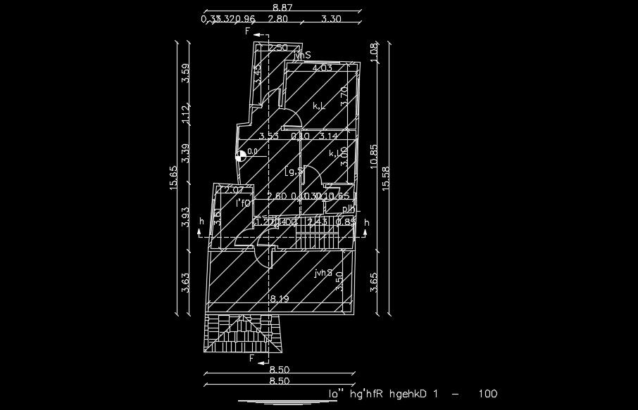 The dimension detail of the 16x9m house plan