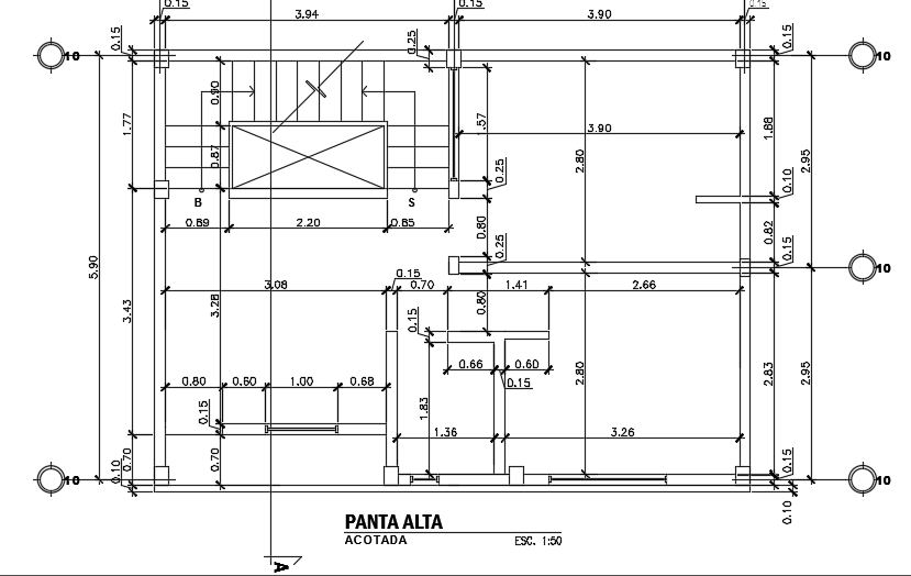 The dimension detail of the 9x6m first floor house plan cad model