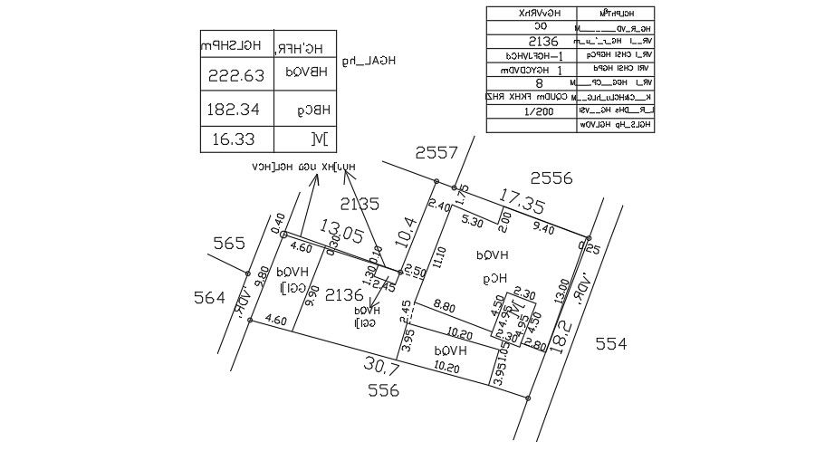 The dimension marking of the 30x18m residential site layout drawing