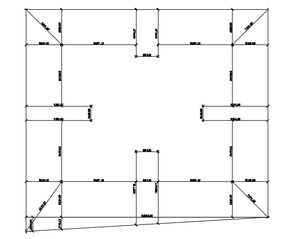The dimension of the roof layout 25x20m apartment house plan cad drawing