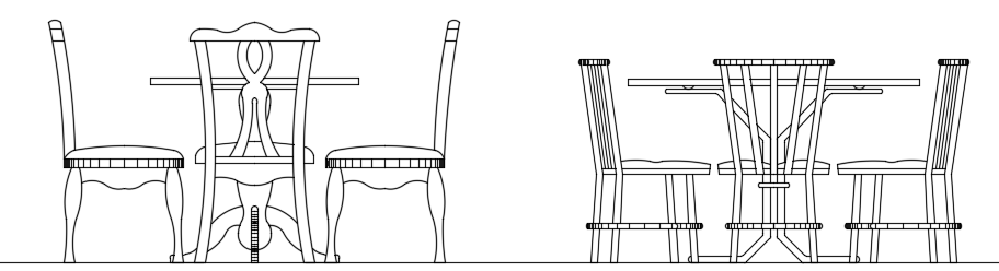 AutoCAD Furniture Drawing of Dining Table Set Elevation