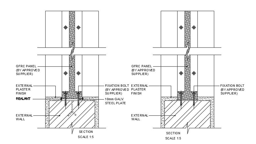 The door fixing interior section AutoCAD drawing