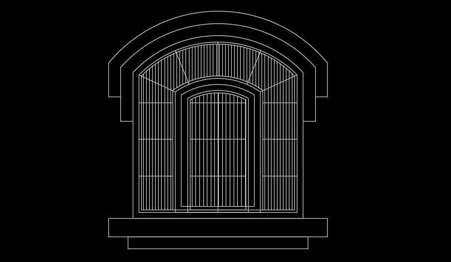 The double arch type door design is given in this AutoCAD model