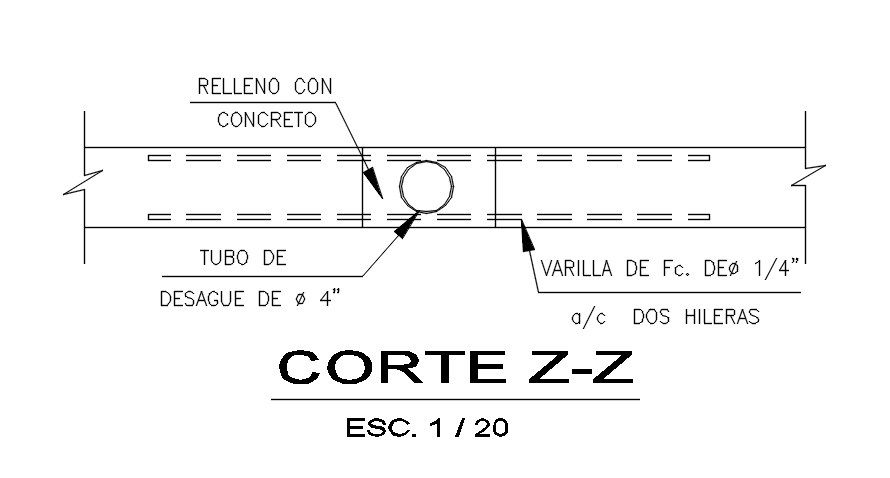 The drainage pipeline detail drawing provided in this AutoCAD file. Download the AutoCAD file.