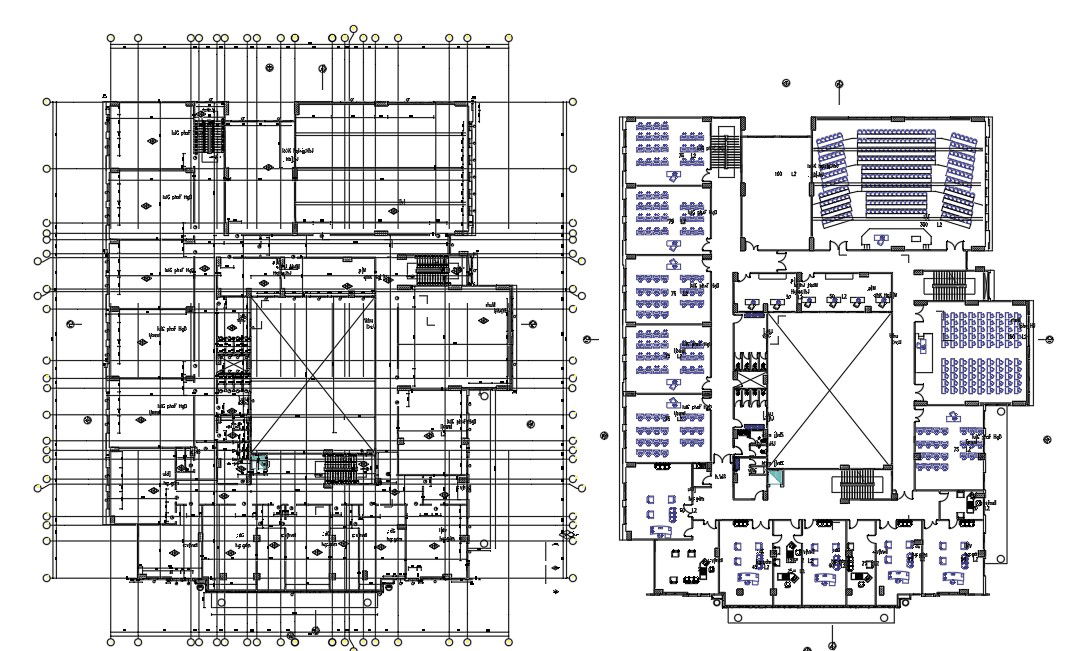 The drawing file of the college building floor plan and section details are available.Download the AutoCAD 2D DWG file.
