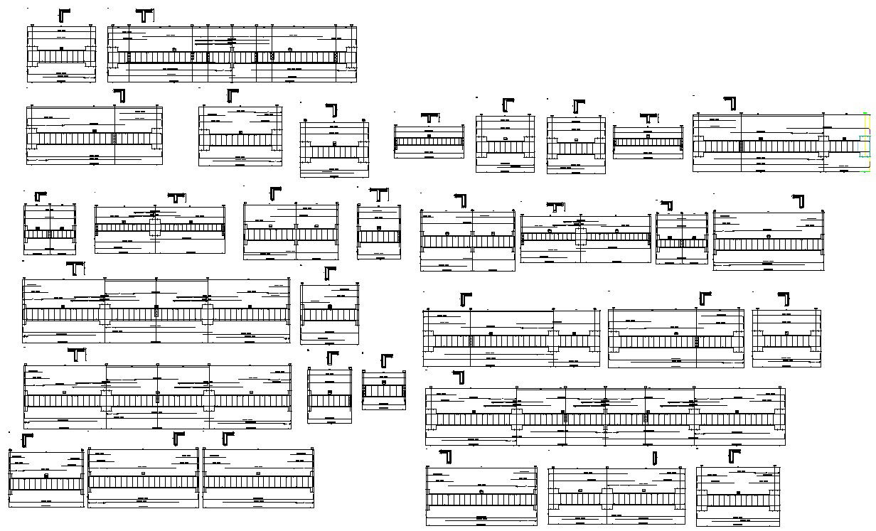 The drawing of the 2D AutoCAD file shows the details of the beam structure. Download the AutoCAD DWG file.