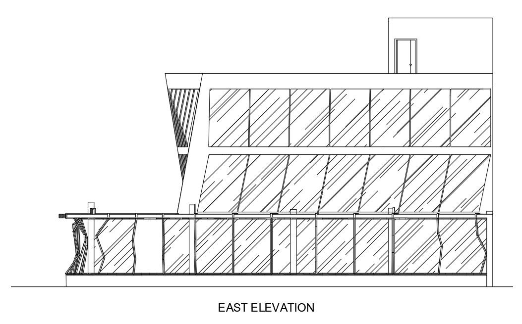 AutoCAD 25x20m Commercial Building East Side Elevation Planning file