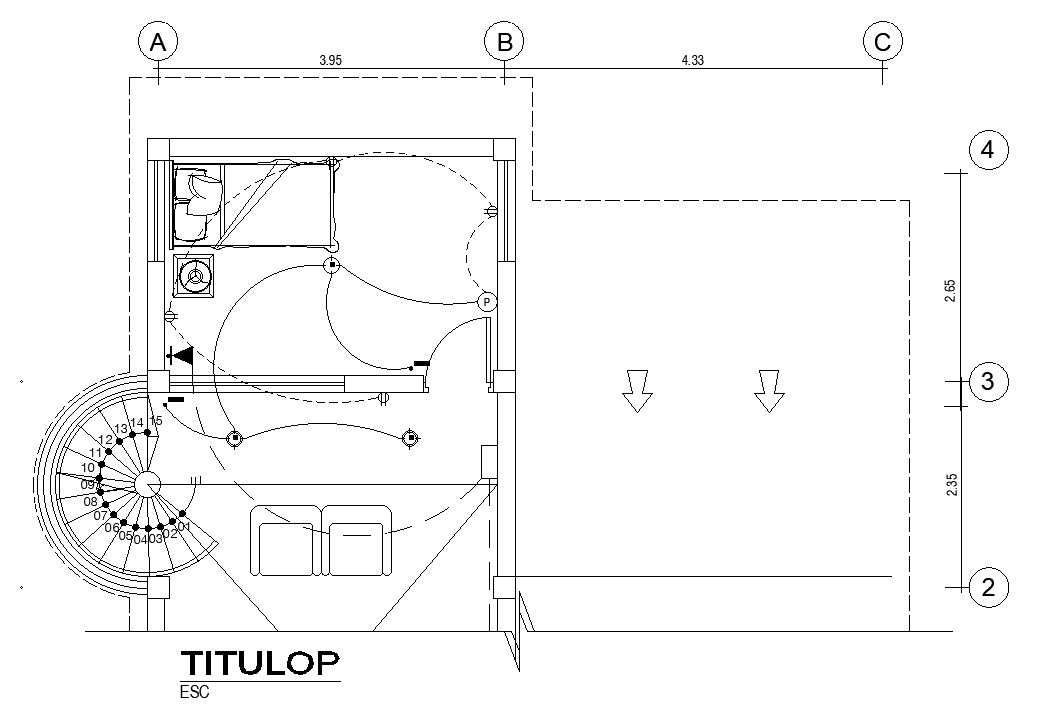 The electrical layout of the 8x10m first floor house plan is given in this AutoCAD drawing model. Download now.