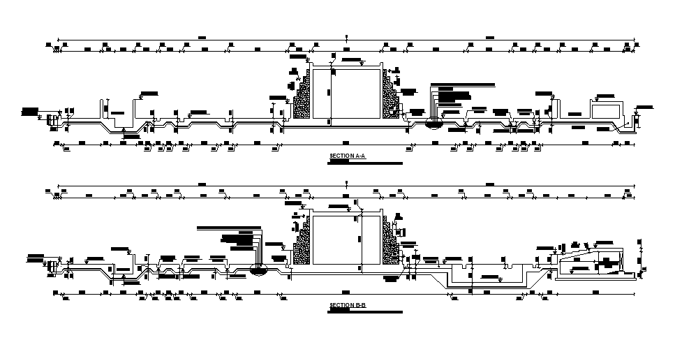 The entrance section of the stadium detail drawing presented in this AutoCAD file. Download the AutoCAD file.