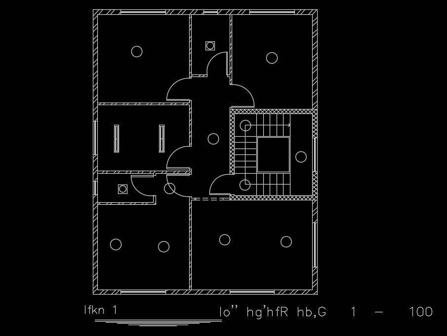 The fan unit of the 10x13m residential house plan AutoCAD drawing