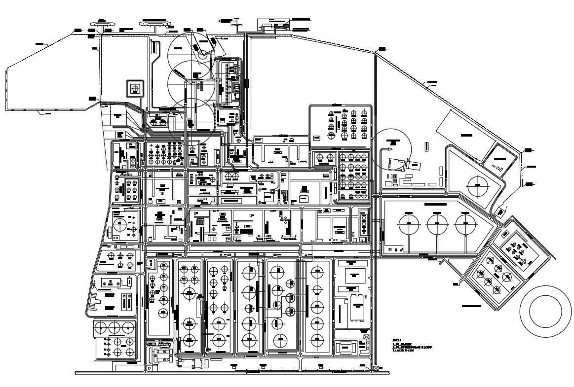 The file shows the Autocad drawing of Plan and section details of Oil refinery unit. Downlaod DWG file.