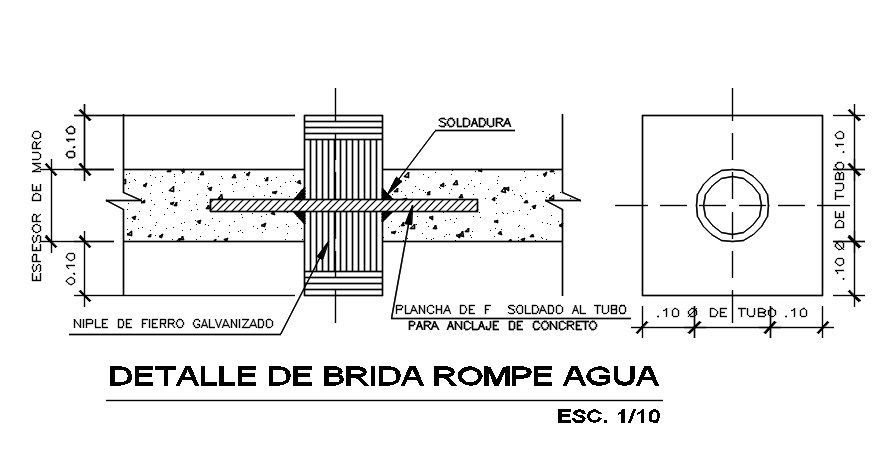The flange detail drawing stated in this AutoCAD file. Download the AutoCAD file.