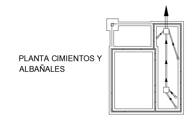 The foundation layout of 8x10m house plan AutoCAD drawing