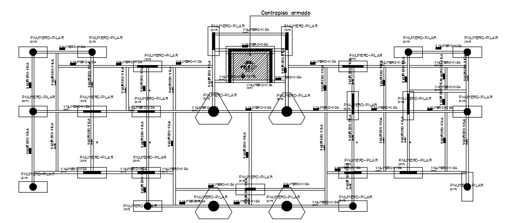 The foundation layout of the 20x8m house plan cad drawing