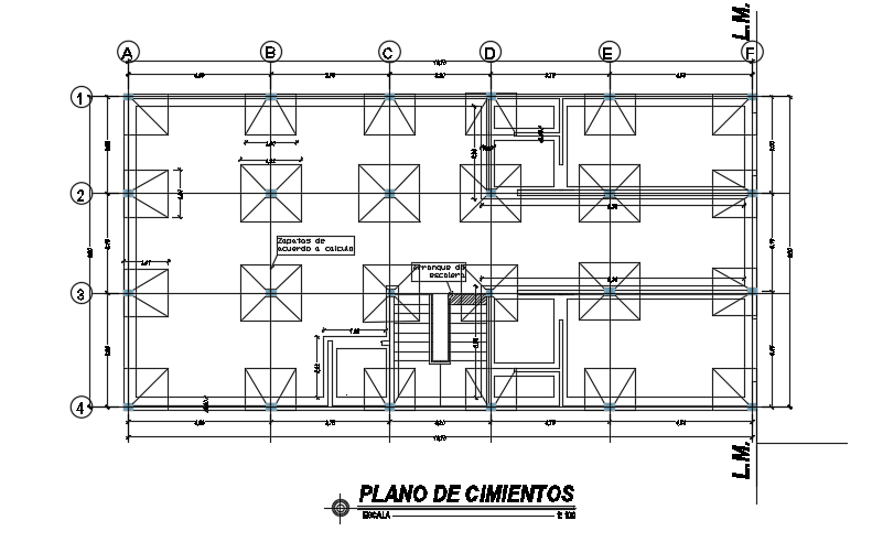 The foundation layout of the 21x10m apartment plan is given
