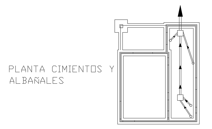 The foundation layout of the 8x11m house plan AutoCAD model