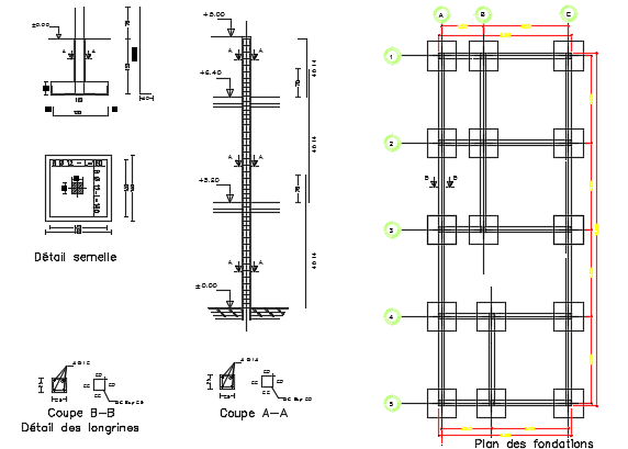 The foundation location of the 6x16m house plan