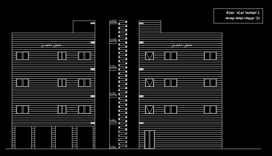 The front and back side elevation view of the 10x10m house building