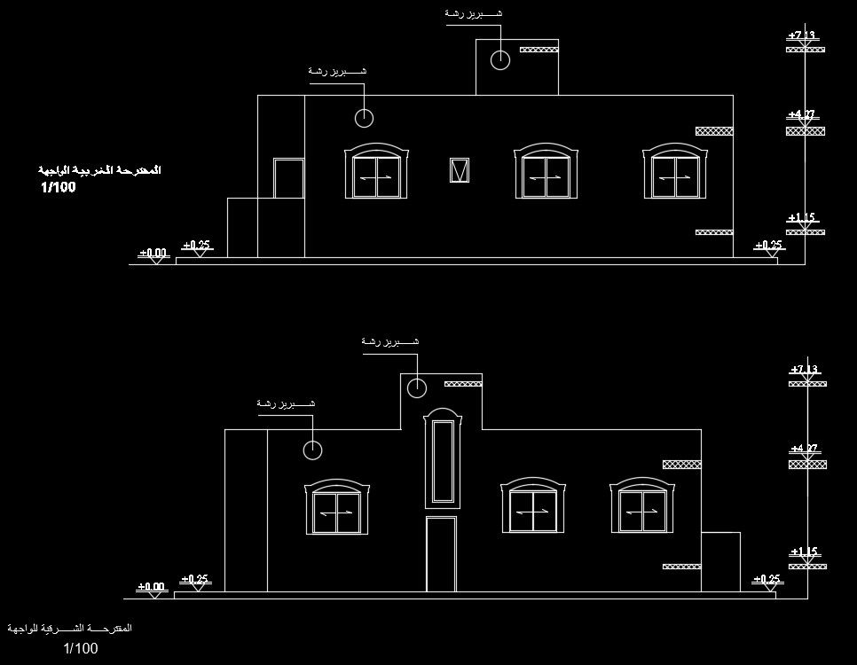 The front and back side elevation view of the 16x21m house building