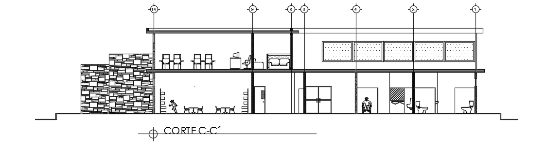 The front cut section view of the 108x94m architecture school building