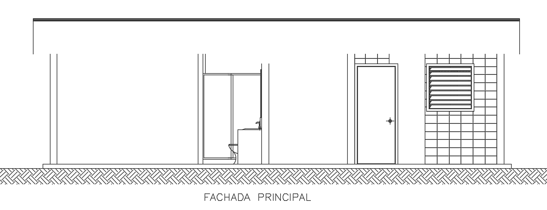 The front cut section view of the 10x7m house building 2d drawing