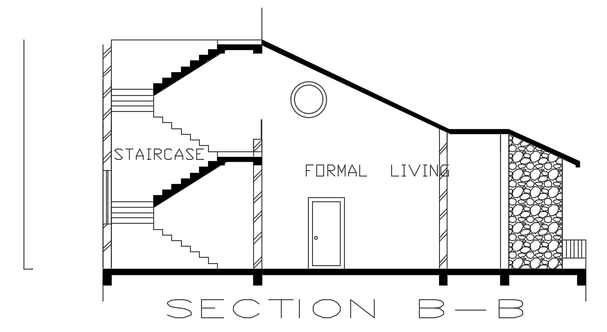 The front cut section view of the 16x18m house building