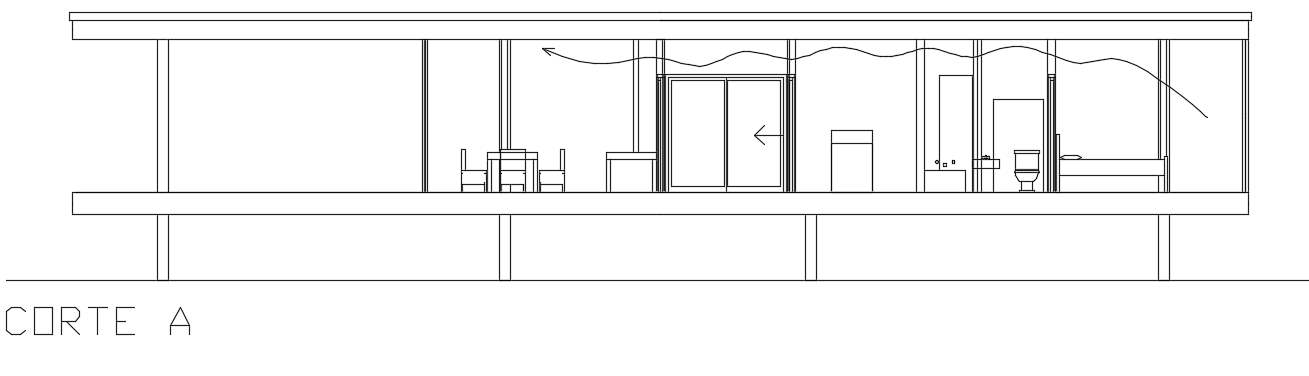 Front Section View of 24x15m 1BHK House Plan in DWG Format