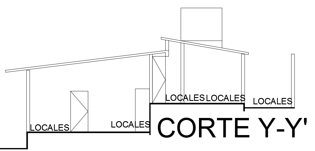 The front cut section view of the 6x15m house building AutoCAD drawing