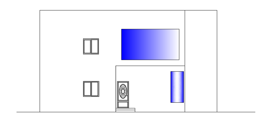 The front elevation of the 14x12m home building model