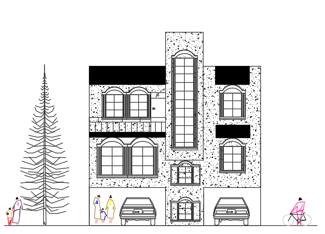 10x12m House Front Elevation AutoCAD DWG Architectural Drawing