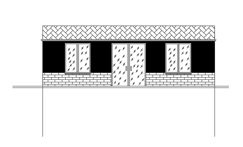 The front elevation view of the 10x13m 2bhk house building