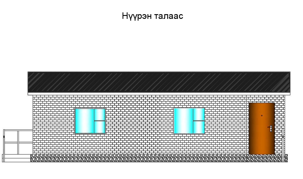 10x8m Community Guard Room Front Elevation AutoCAD Drawing