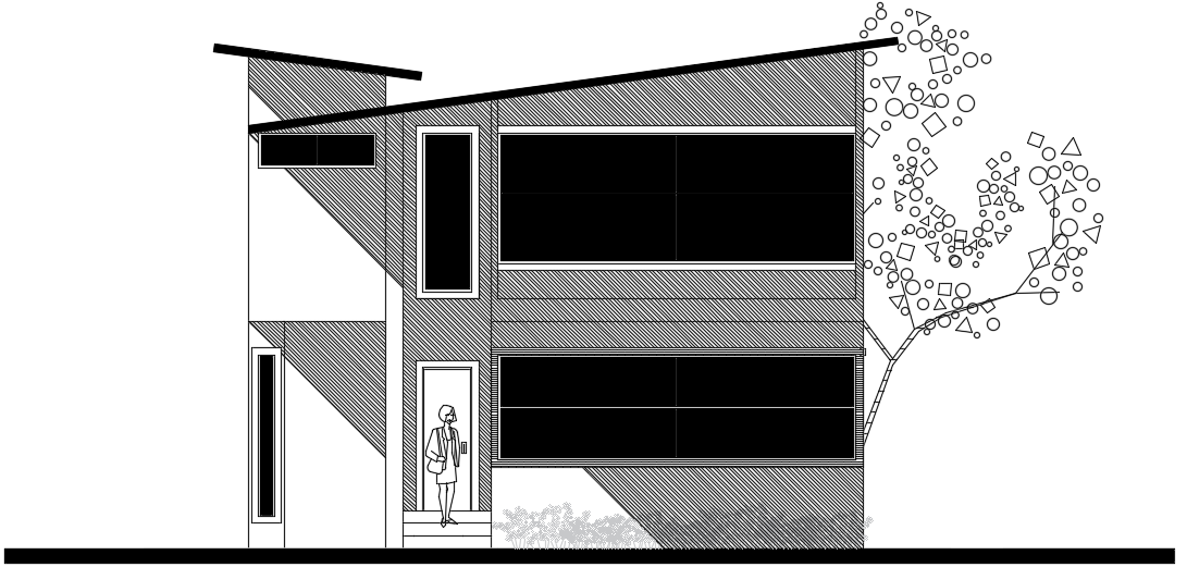 The front elevation view of the10x9m two story architecture houses building