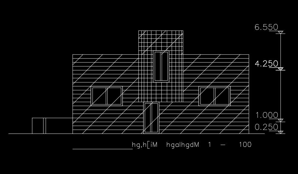 The front elevation view of the 11x14m house building