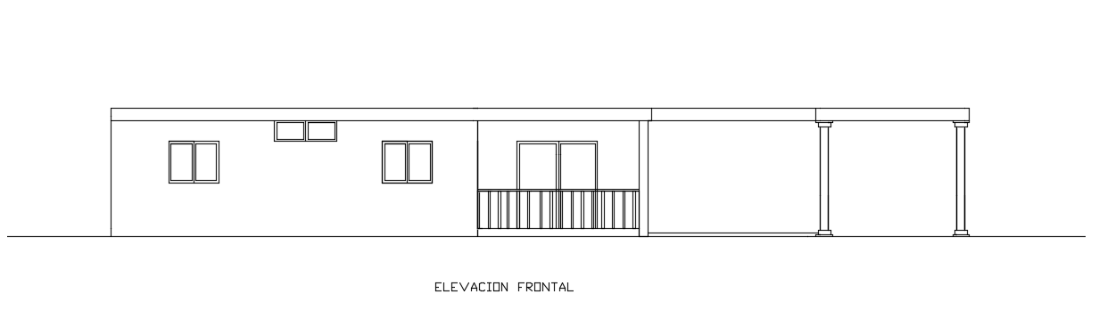 The front elevation view of the 12x10m house building CAD drawing