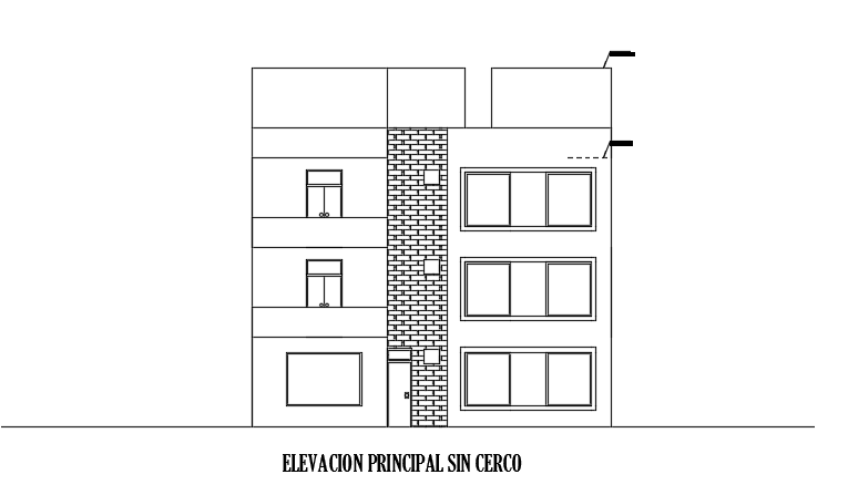 The front elevation view of the 12x10m house building is given in this model