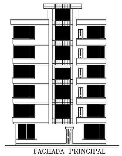 The front elevation view of the 12x12m architecture apartment building
